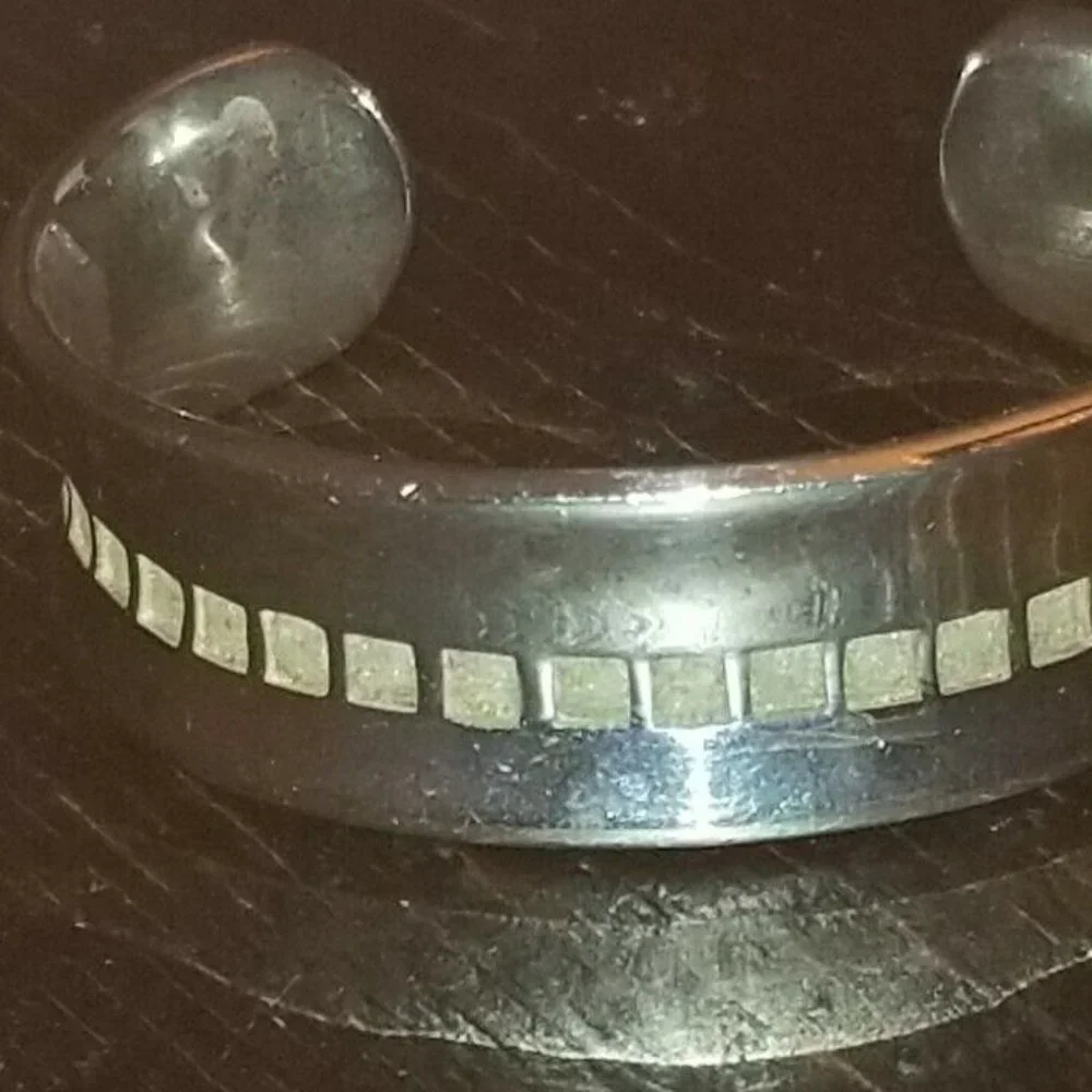 RARE VINTAGE 2004 BIRKS MAYORS 925 SILVER LINKS IMPRESSIONS CUFF BANGLE BRACELET